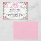 Elegante Roze Bow & Rozen Coquette Boeken voor Bab Informatiekaartje (Voorkant / Achterkant)