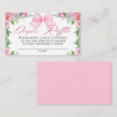 Elegante Roze Bow & Rozen Coquette Luier Raffle Informatiekaartje (Voorkant / Achterkant)