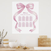 Elegante Roze Bow Seating Chart Poster (Keuken)