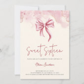 Elegante Roze Bow Sweet Sixteen Verjaardagsfeest Kaart (Voorkant)