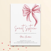 Elegante Roze Bow Sweet Sixteen Verjaardagsfeest Kaart