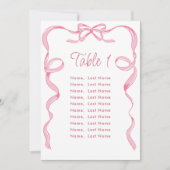 Elegante Roze Bow Tafel Nummer Kaarten Zitting Gra (Voorkant)
