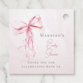 Elegante Roze Bow Waterverf Meisje Baby shower Bedankjes Labels (Achterkant)