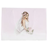 Elegante Roze Bruid-aan-staande Bruiloft Feest Groot Cadeauzakje (Achterkant)