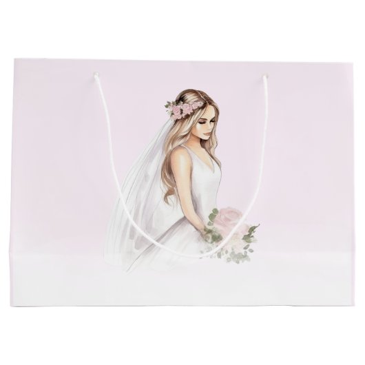 Elegante Roze Bruid-aanstaande Bruiloft Feest Groot Cadeauzakje (Achterkant)
