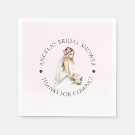 Elegante Roze Bruid-aanstaande Bruiloft Feest Servet