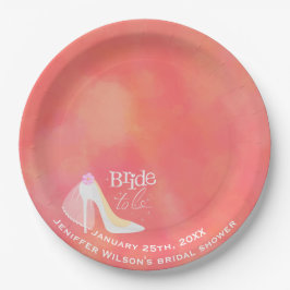 Elegante Roze Bruid om te Trouwen Vrijgezellenfees Papieren Bordje