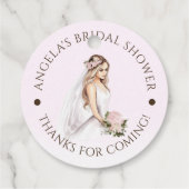 Elegante Roze Bruid- Wordt Bruidsfeest Bedankjes Labels (Achterkant)