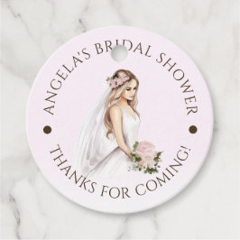 Elegante Roze Bruid- Wordt Bruidsfeest Bedankjes Labels