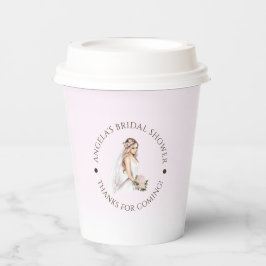 Elegante Roze Bruid- Wordt Bruidsfeestje Papieren Bekers