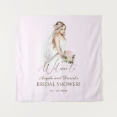 Elegante Roze Bruid Wordt Bruiloft Feest Wandkleed (Voorkant)