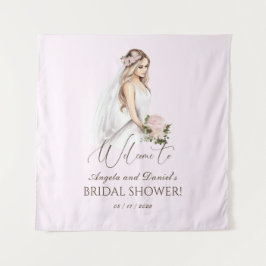 Elegante Roze Bruid Wordt Bruiloftfeest Wandkleed