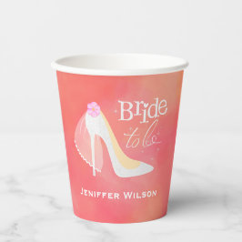 Elegante Roze Bruid Wordt Trouw Bruidsfeest  Papieren Bekers