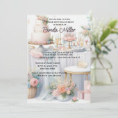 Elegante roze bruidsbad uitnodiging (Staand voorkant)