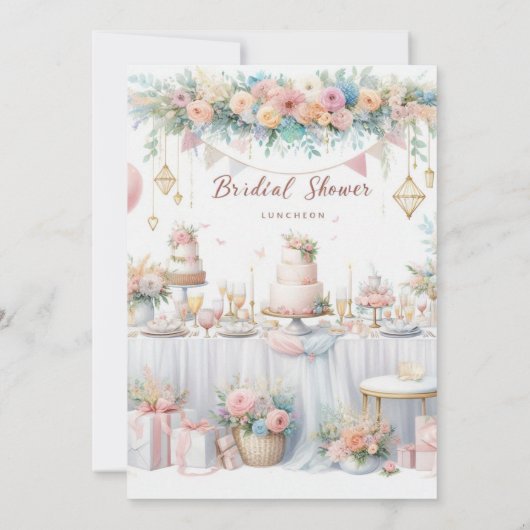 Elegante roze bruidsbad uitnodiging (Achterkant)