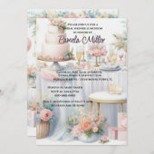 Elegante roze bruidsbad uitnodiging (Voorkant / Achterkant)