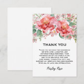 Elegante Roze Bruidsdouche met Bloemen Bedankkaart (Voorkant / Achterkant)