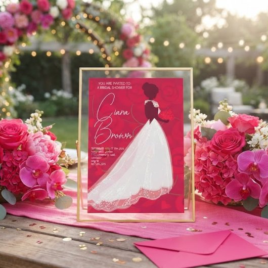 Elegante roze bruidsfeest uitnodiging