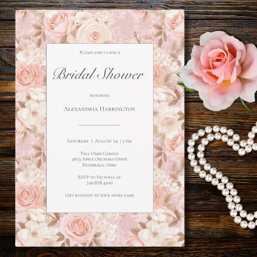 Elegante Roze Bruidsmeisjes Bruiloft Kaart