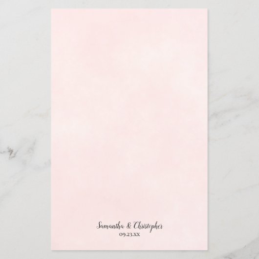 Elegante Roze Bruidsroos Budget Bruiloftsmenu (Achterkant)