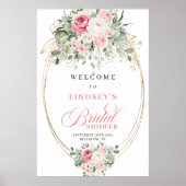 Elegante Roze Bruidsrozen Bruiloft Feest Begroetin Poster (Voorkant)