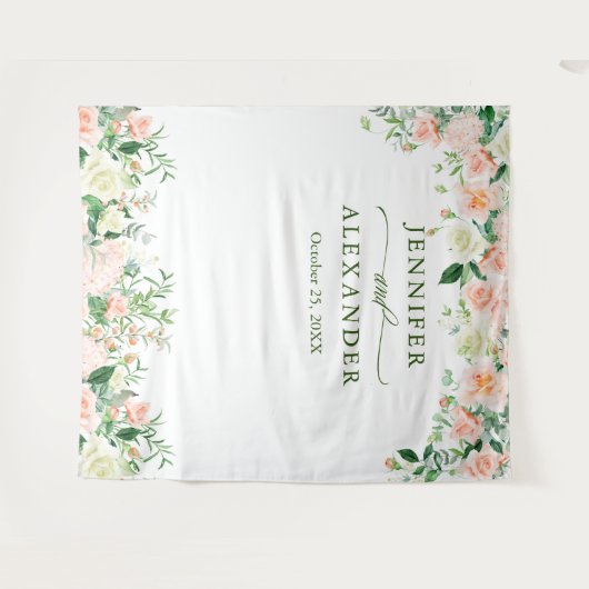 Elegante Roze Bruidsrozen Fotohokje Achtergrond Wandkleed (Voorkant (horizontaal))