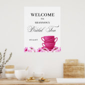 Elegante Roze Bruidsthee Ontvangst Poster (Keuken)
