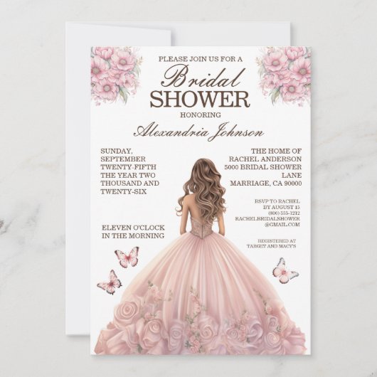 Elegante Roze Bruiloft Feestelijke Uitnodigingen (Voorkant)