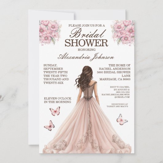 Elegante Roze Bruiloft Feestelijke Uitnodigingen (Voorkant)