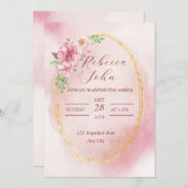 Elegante roze bruiloft uitnodiging (Voorkant / Achterkant)