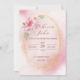 Elegante roze bruiloft uitnodiging