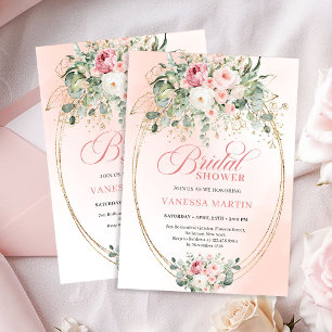 Elegante Roze Bruiloft Uitnodiging Met Gouden Acce
