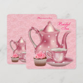 Elegante Roze Bruilofts Theevisite Kaart (Voorkant / Achterkant)