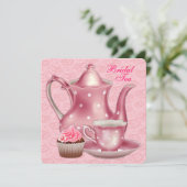 Elegante Roze Bruilofts Theevisite Kaart (Staand voorkant)