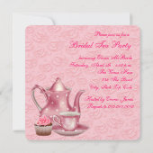 Elegante Roze Bruilofts Theevisite Kaart (Achterkant)