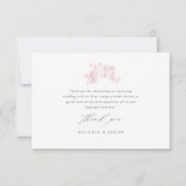 Elegante Roze Bruiloftsdouche met Bloemenschrift Bedankkaart (Achterkant)