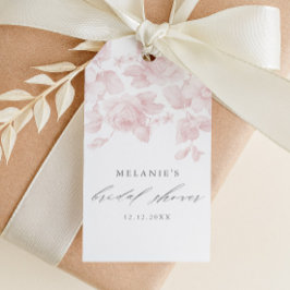 Elegante Roze Bruiloftsfeest Favor met Bloemenschr Cadeaulabel