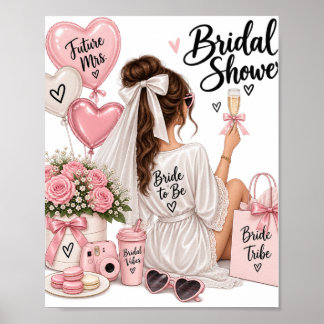 Elegante Roze Bruiloftsfeest Poster – Toekomstige