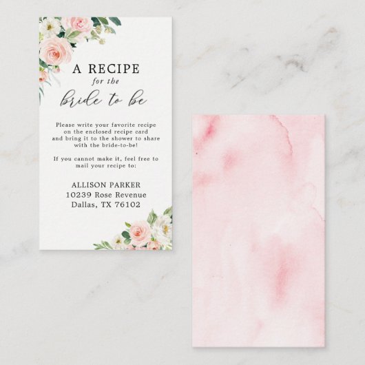 Elegante Roze Bruiloftsfeest Recept Verzoekkaart Informatiekaartje (Voorkant / Achterkant)