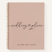 Elegante Roze Bruiloftsplanner Hart Notebook Notitieboek (Voorkant)