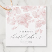 Elegante Roze Bruiloftsshower met Bloemenschrift Bedankjes Labels (Voorkant)