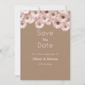 Elegante roze bruine madeliefjes bloemen Save The  Kaart (Voorkant)