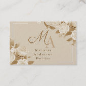 Elegante Roze Bruine Monogram Visitekaartje (Voorkant)