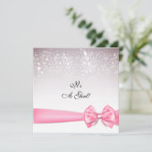 Elegante Roze Bubblegum Bow Sparkles Baby shower Kaart (Staand voorkant)
