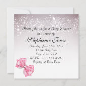 Elegante Roze Bubblegum Bow Sparkles Baby shower Kaart (Achterkant)