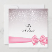 Elegante Roze Bubblegum Bow Sparkles Baby shower Kaart (Voorkant)