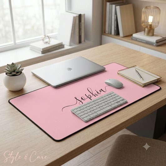 Elegante Roze Bureaumat met Uw Naam