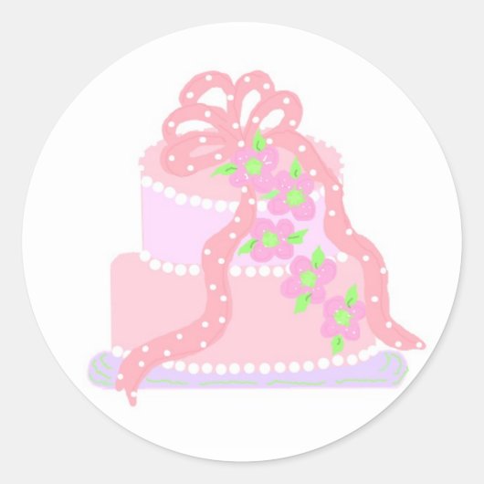 Elegante Roze Cake Ronde Sticker (Voorkant)