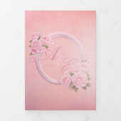 Elegante Roze Calligrafie Aangepaste Foto Bruiloft Drieluik Aankondiging (Cover)