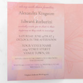 Elegante Roze Calligrafie Aangepaste Foto Bruiloft Drieluik Aankondiging (Binnenzijde eerst)